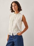 Monsoon Trish Ruffle Sleeveless Shirt, Ivory