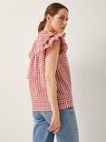 Monsoon Greta Gingham Top, Red/Multi
