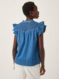 Monsoon Holly Embroidered Denim Top, Blue