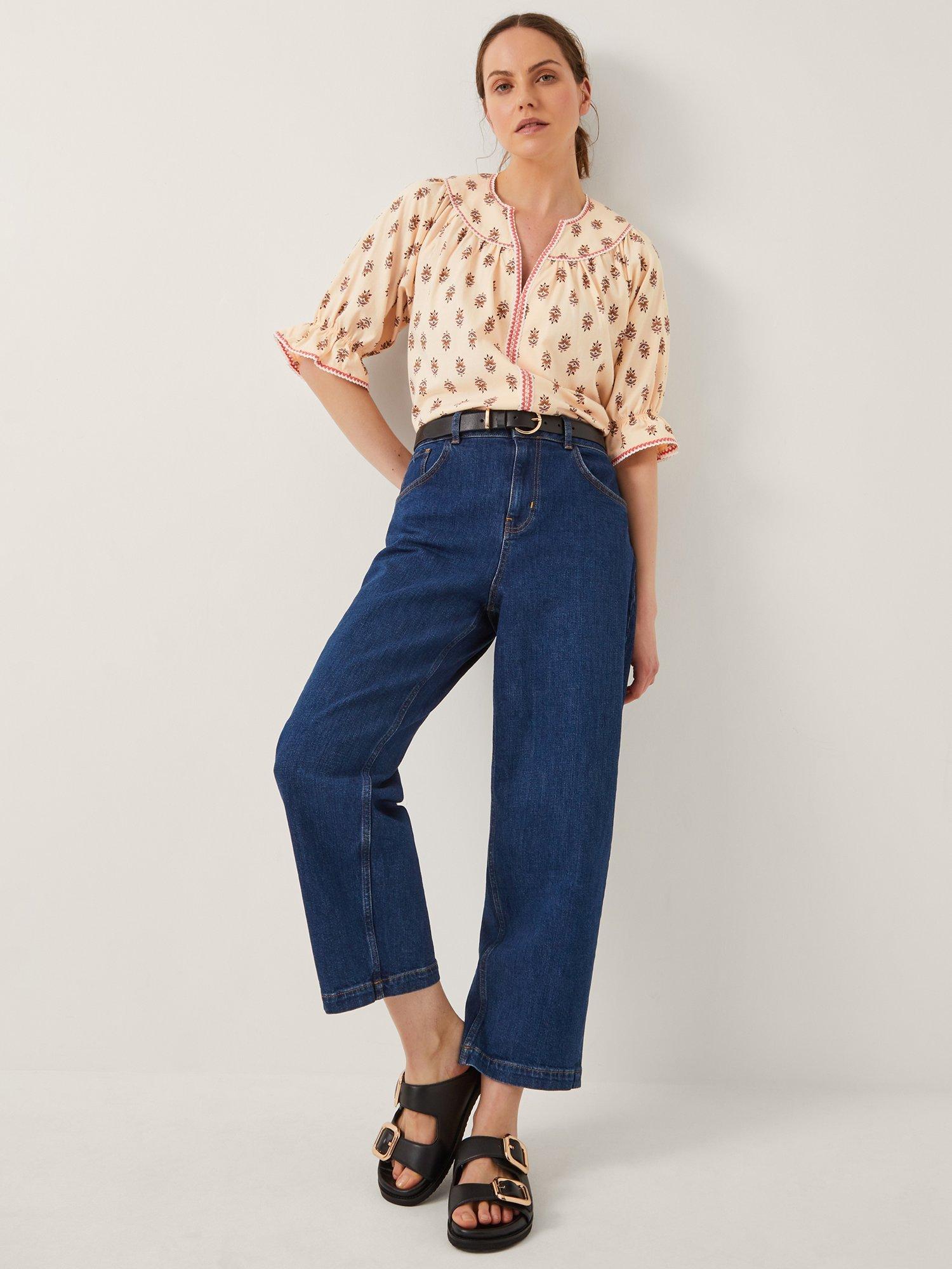 Product image 3 of 5, which shows Monsoon Laurie Jersey Floral Top, Ivory, S