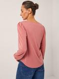 Monsoon Lisa Lace Detail Top, Mid Pink