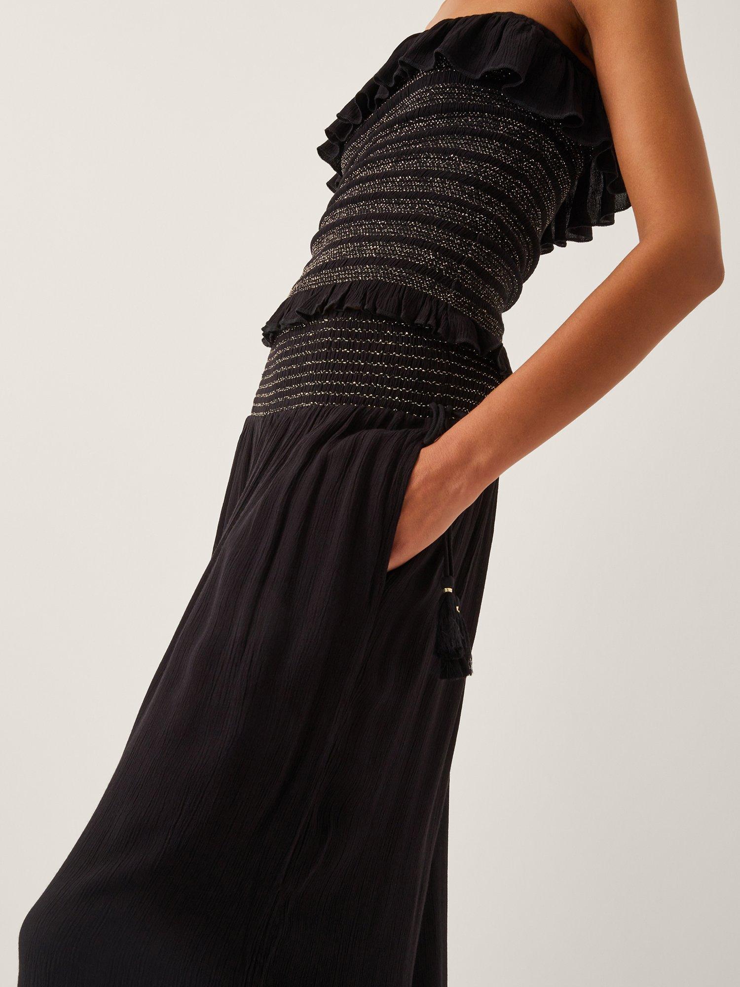 Product image 5 of 5, which shows Monsoon Heidi Tassel Wide Leg Trousers, Black, S