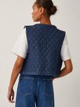 Monsoon Martha Quilted Denim Waistcoat, Blue
