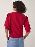Monsoon Ellen Floral Elbow Sleeve Cardigan, Red