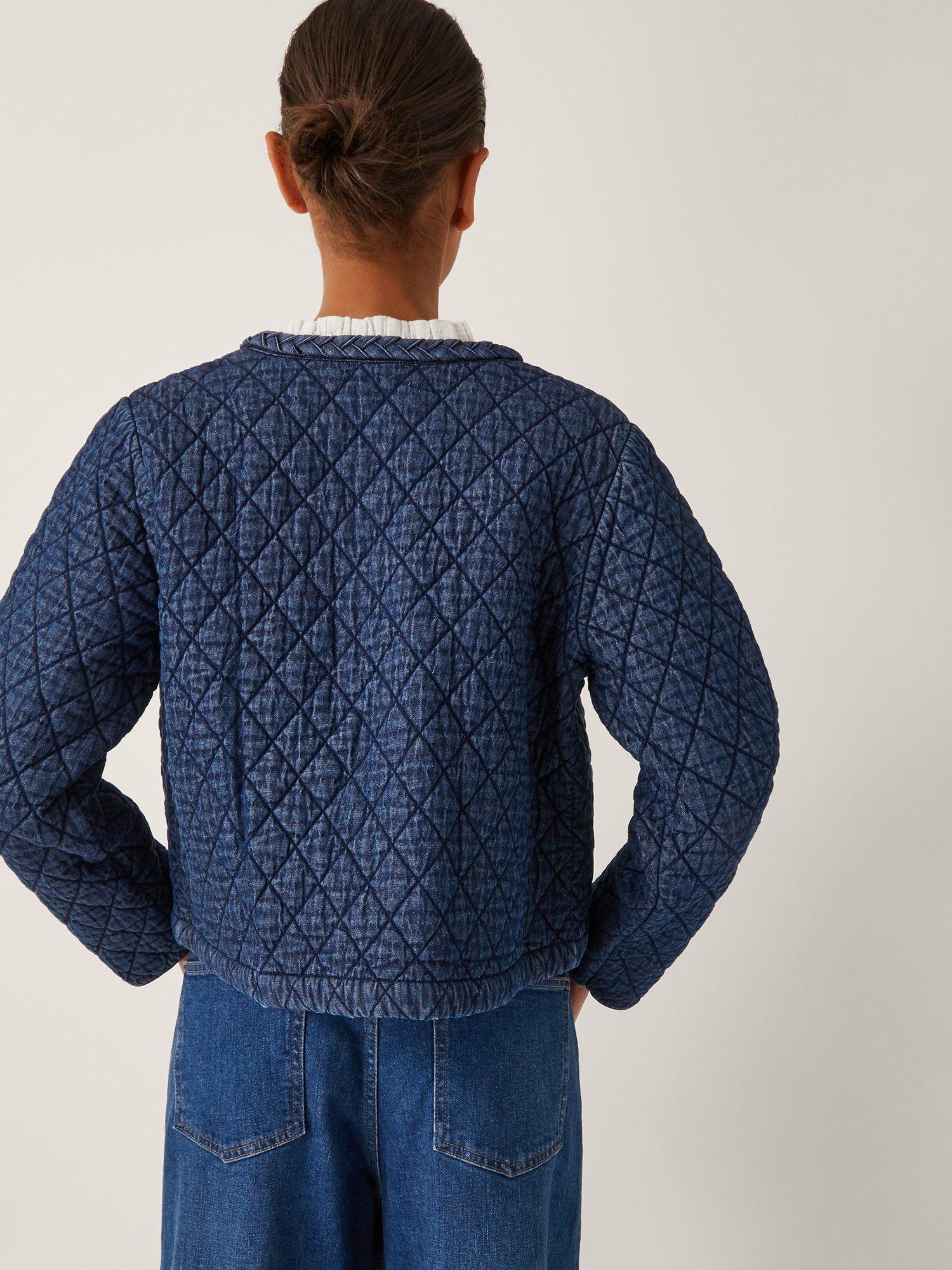 Product image 2 of 5, which shows Monsoon Martha Quilted Denim Jacket, Denim Blue, S