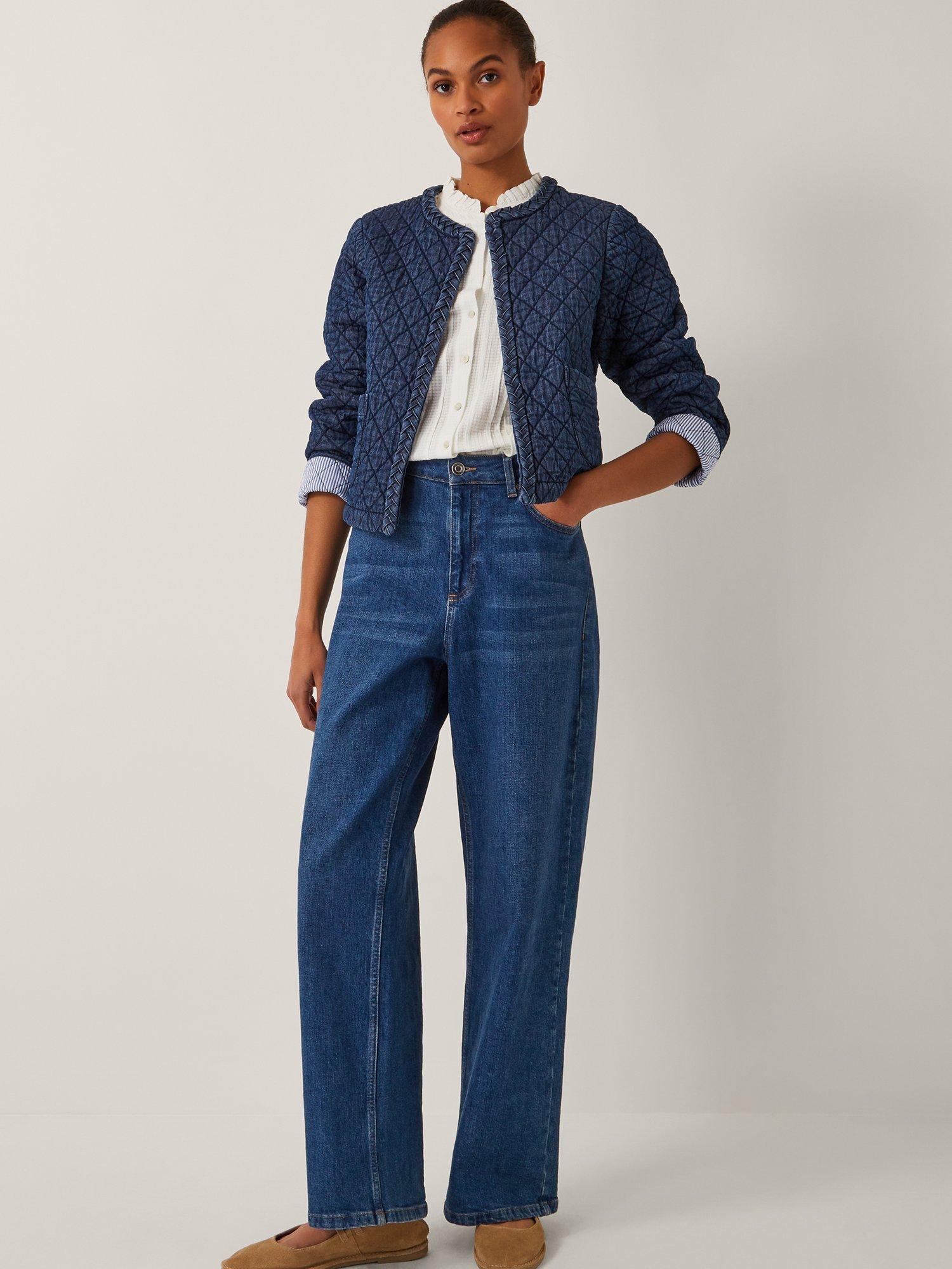 Product image 3 of 5, which shows Monsoon Martha Quilted Denim Jacket, Denim Blue, S