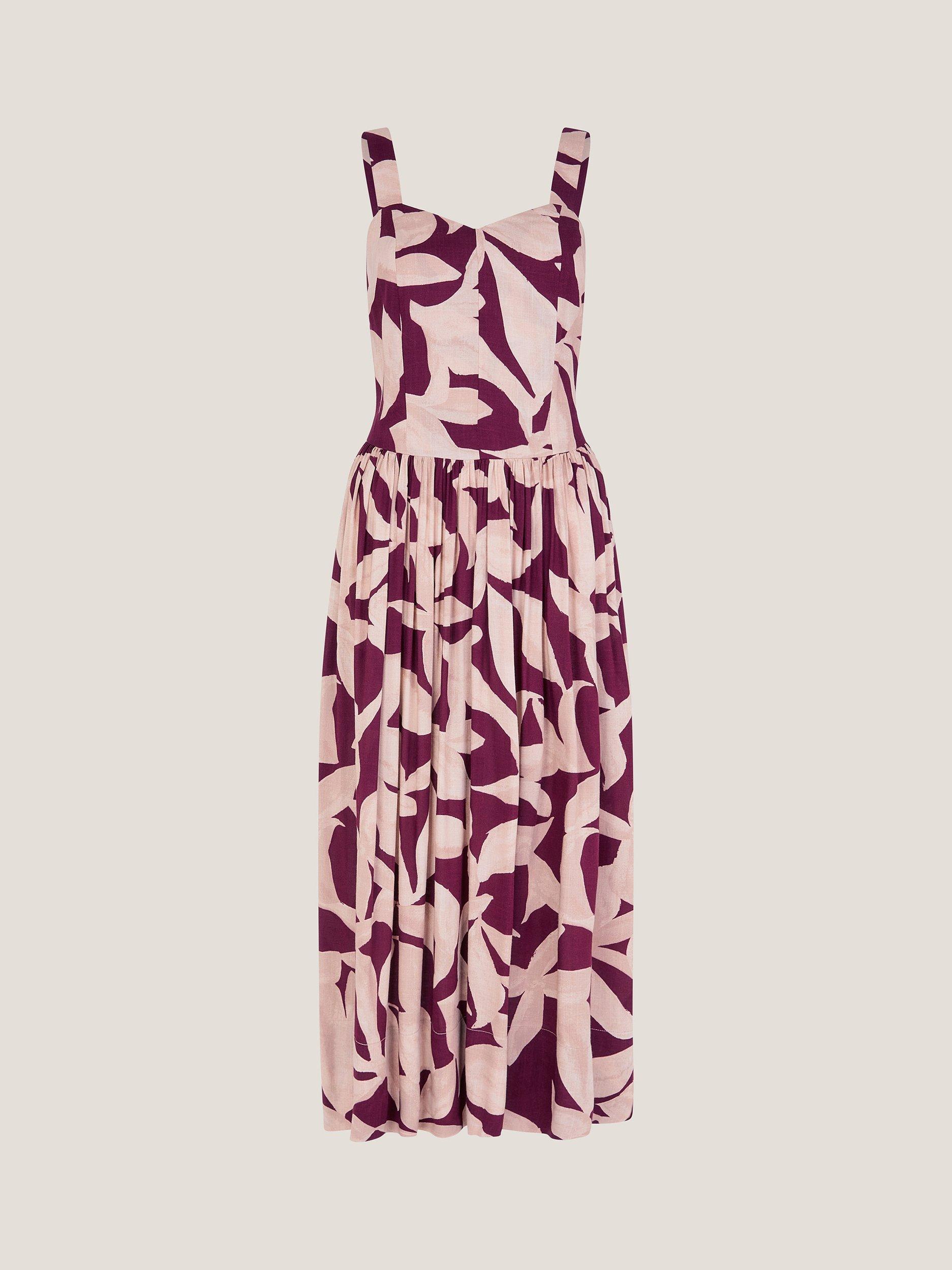 Product image 3 of 5, which shows Monsoon Annie Abstract Relaxed Fit Dress, Burgundy, S