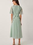 Monsoon Cora Embellished Floral Dress, Sage