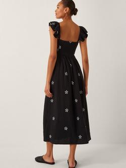 Monsoon Daisy Ruffle Sleeve Midi Dress, Black - view 2, Black