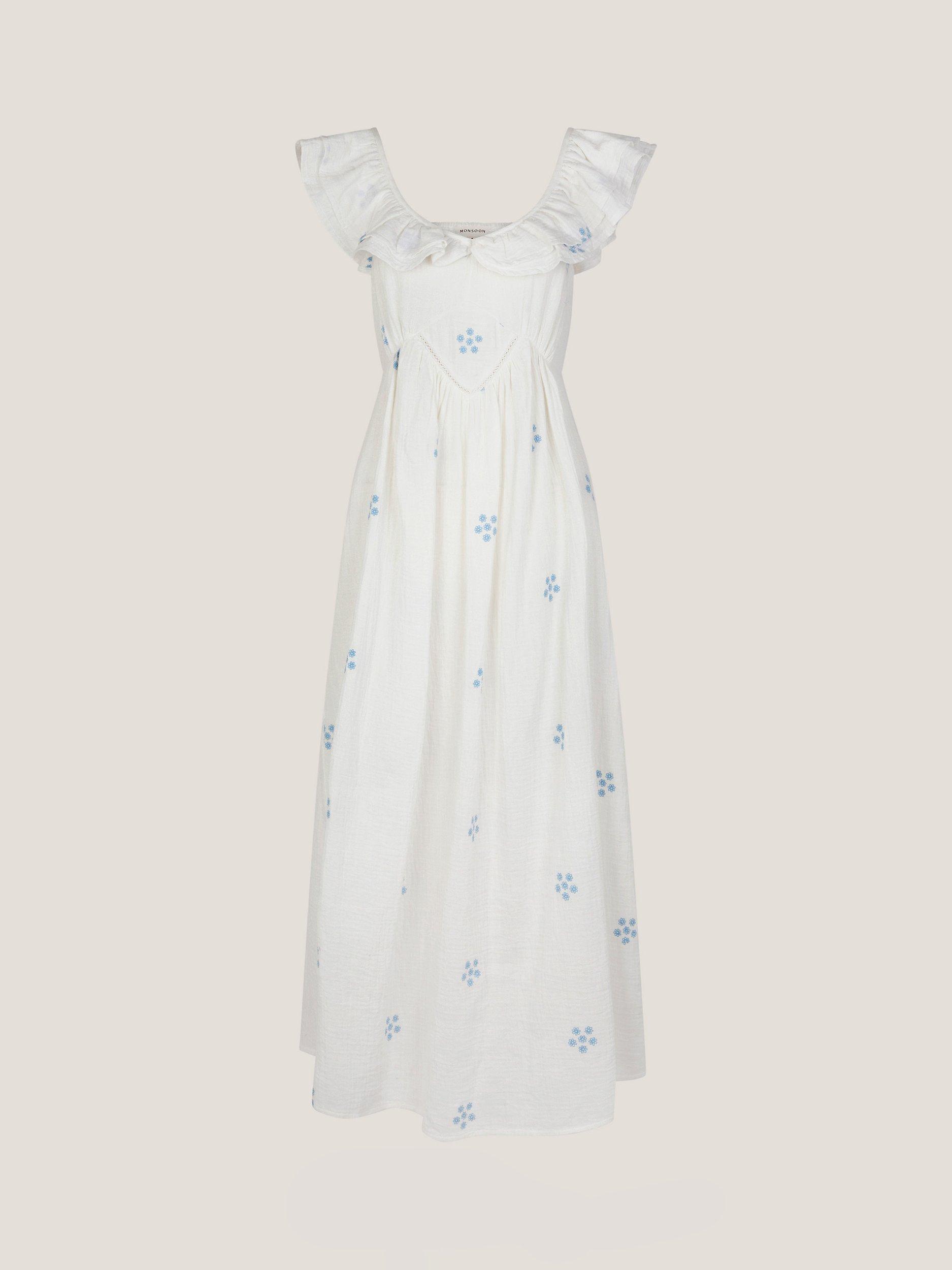Product image 3 of 5, which shows Monsoon Daisy Cotton Midi Dress, White, S