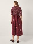 Monsoon Laurie Pattern Block Midi Dress, Berry