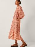 Monsoon Sibyl Paisley Floral Midi Dress, Coral