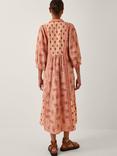 Monsoon Sibyl Paisley Floral Midi Dress, Coral