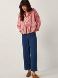 Monsoon Sybil Contrast Floral Blouse, Coral