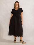 Live Unlimited Curve Broderie Hem T-Shirt Dress, Black