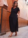 Live Unlimited Curve Broderie Hem T-Shirt Dress, Black