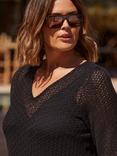 Live Unlimited Curve Bell Sleeve Crochet Midaxi Dress, Black, Black