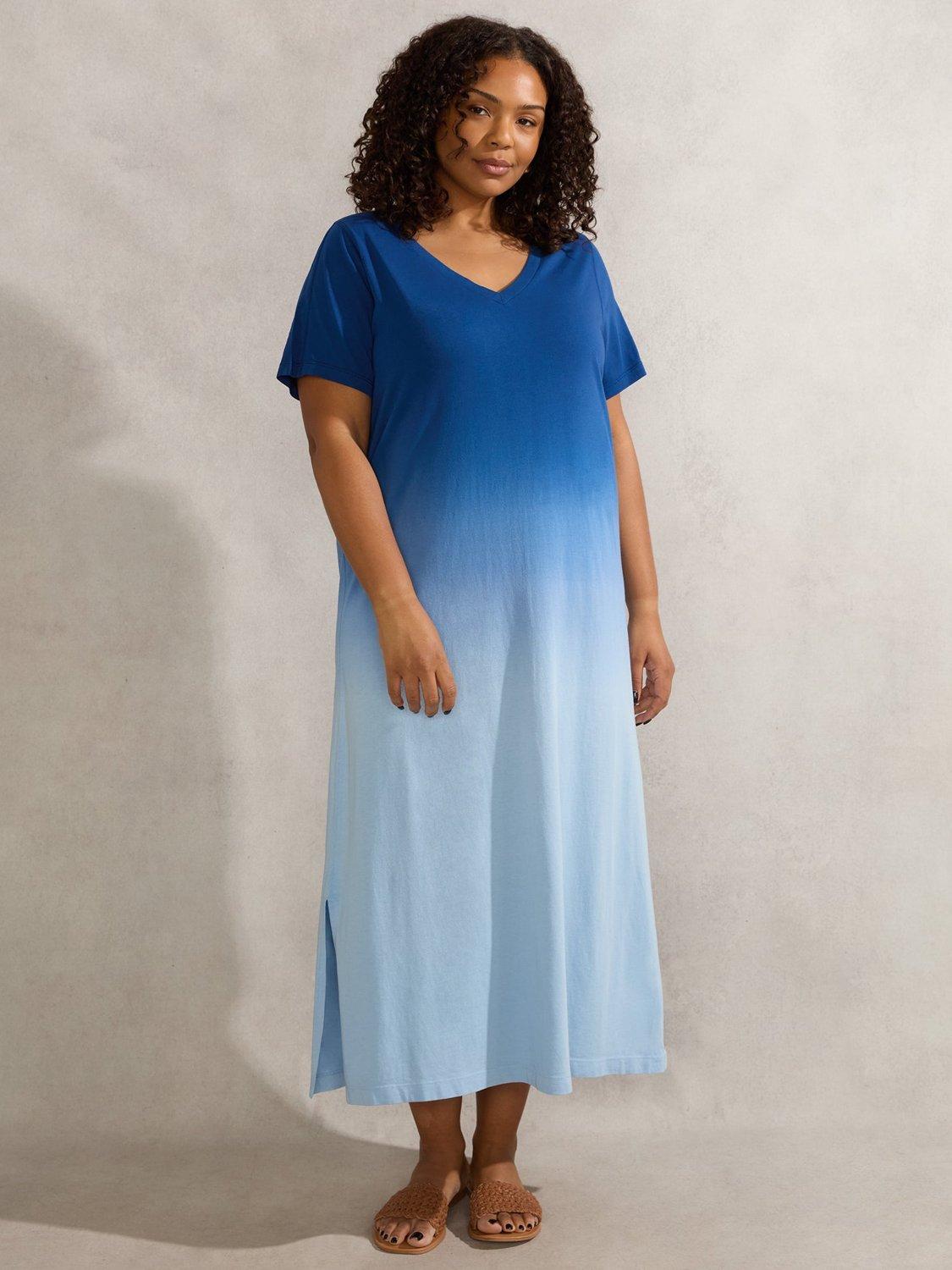 Product image 3 of 6, which shows Live Unlimited Ombre T-Shirt Dress, Blue, 22