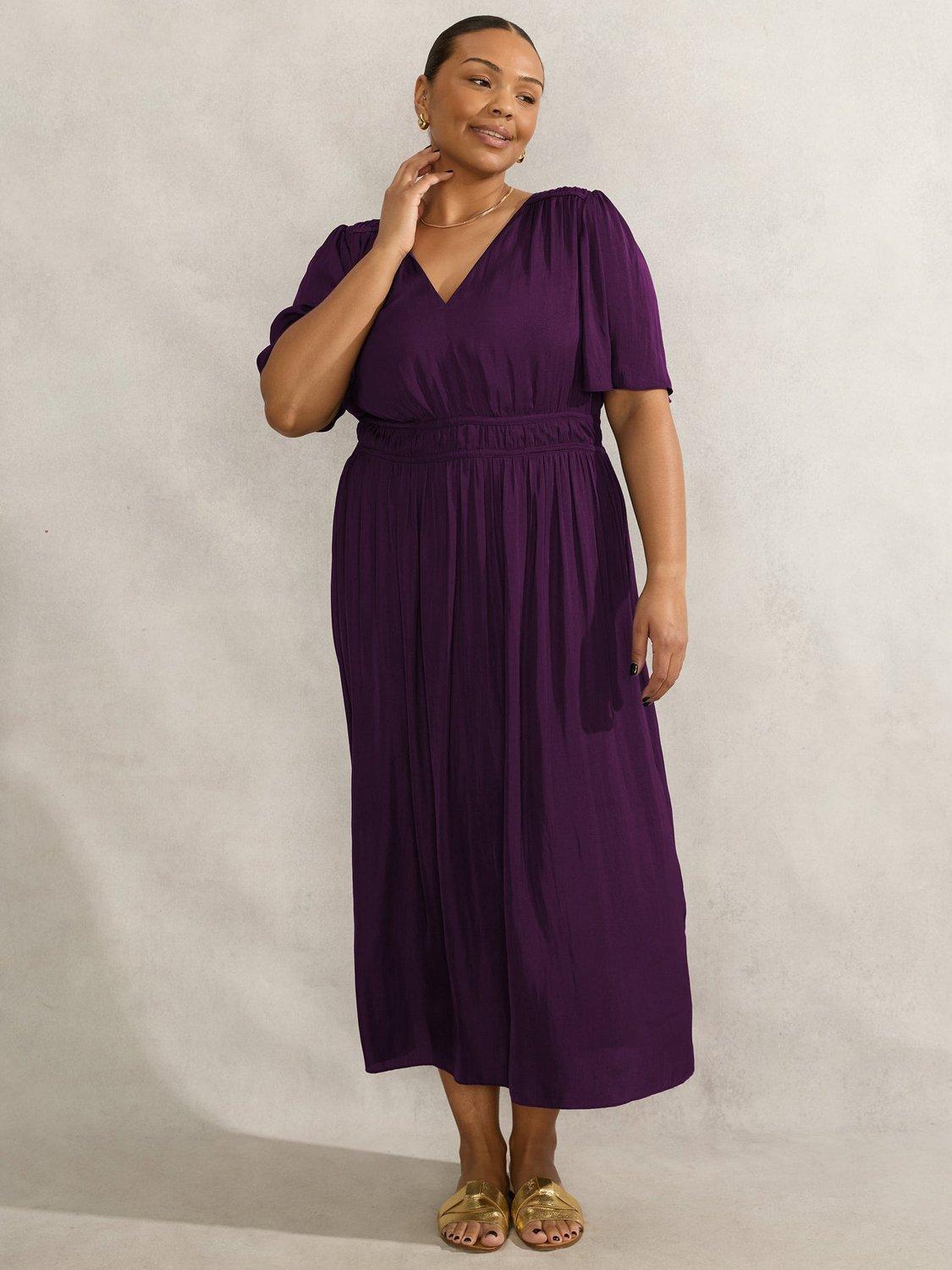 purple dress curve Curved Waist Maxi Dress
