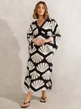 Live Unlimited Shell Print Flared Sleeve Maxi Dress, Black/Multi