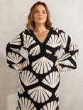 Live Unlimited Shell Print Flared Sleeve Maxi Dress, Black/Multi
