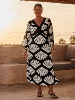 Live Unlimited Shell Print Maxi Dress, Black, Black