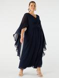 Live Unlimited Curve Chiffon Cape Maxi Dress, Navy