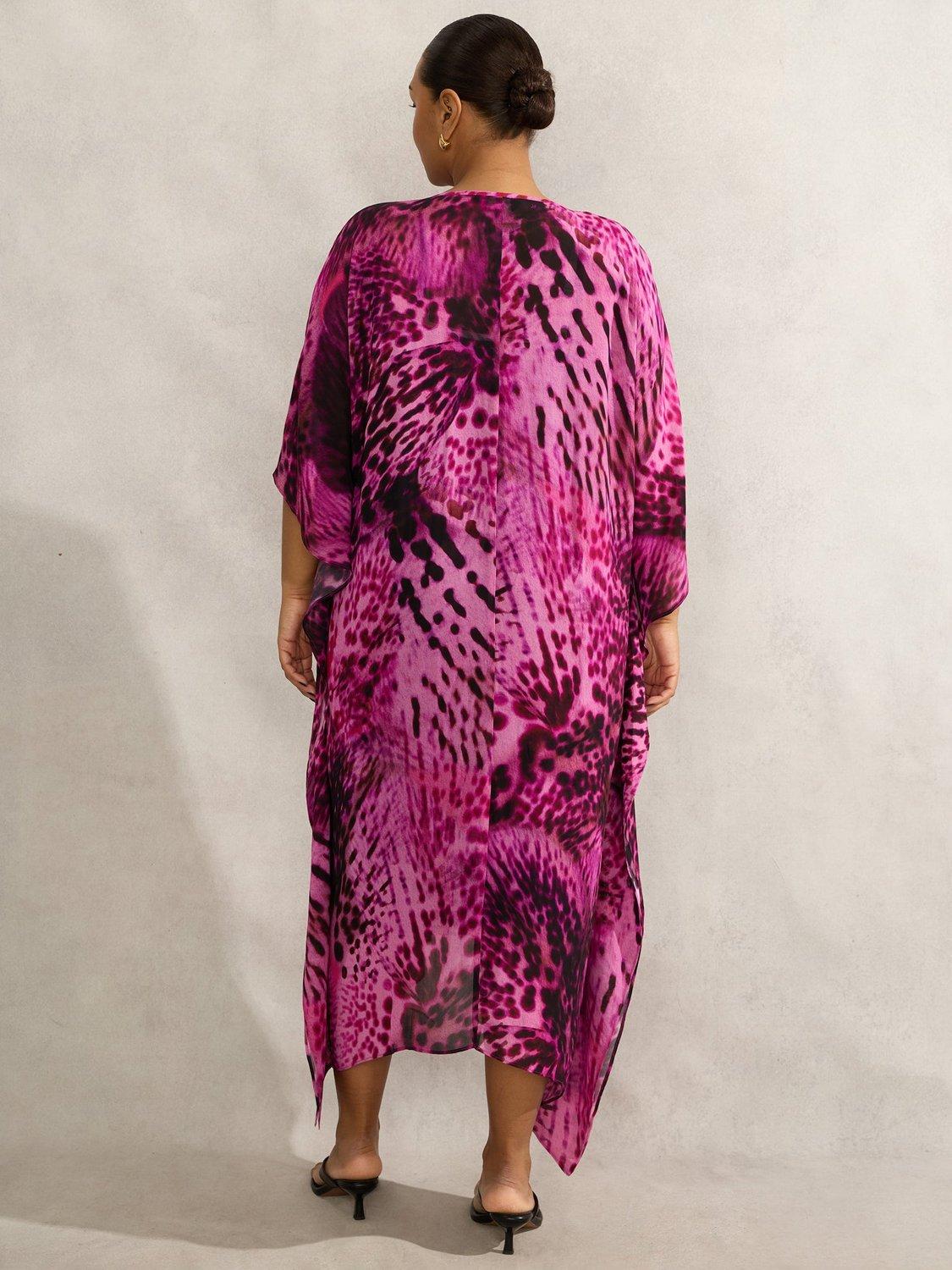 Product image 6 of 6, which shows Live Unlimited Animal Print Kaftan Dress, Pink, 12
