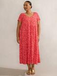 Live Unlimited Curve Ditsy Print Midi Dress, Pink/Multi