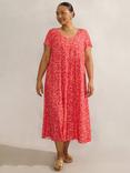 Live Unlimited Curve Ditsy Print Midi Dress, Pink/Multi