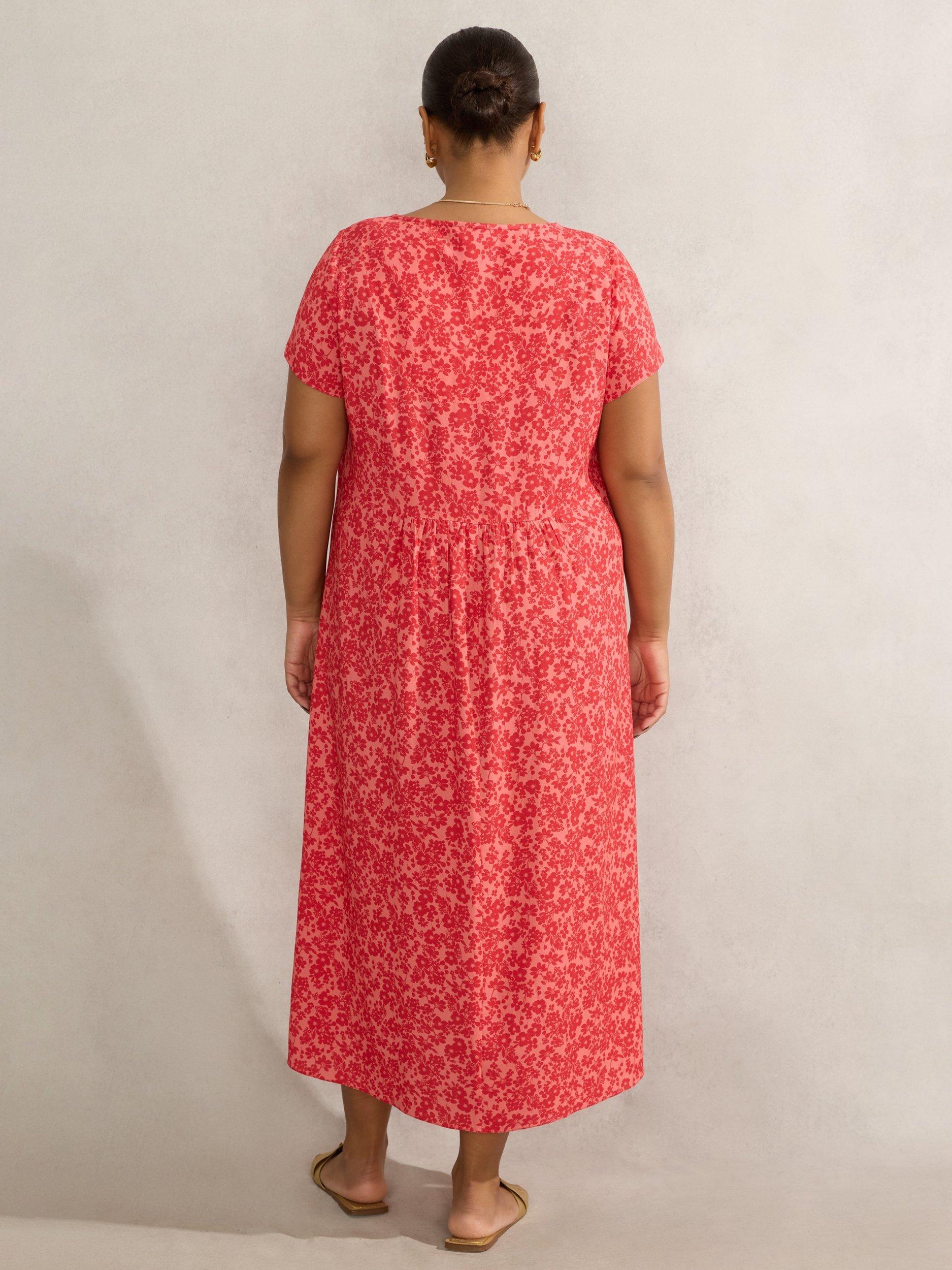 Product image 4 of 4, which shows Live Unlimited Curve Ditsy Print Midi Dress, Pink/Multi, 16