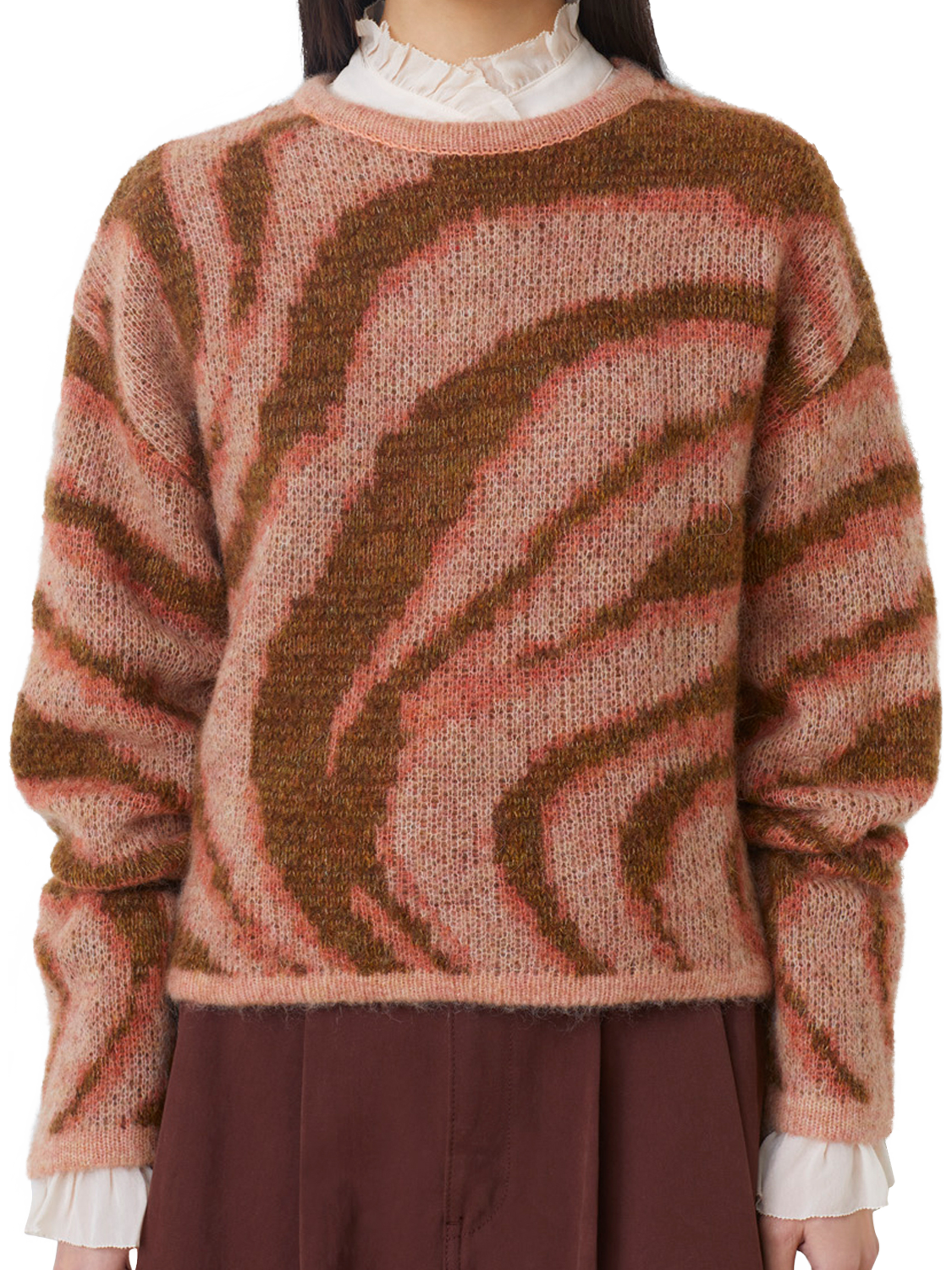 Product image 2 of 4, which shows SUNCOO Page Swirl Crew Neck Jumper, Pink Multi, 8