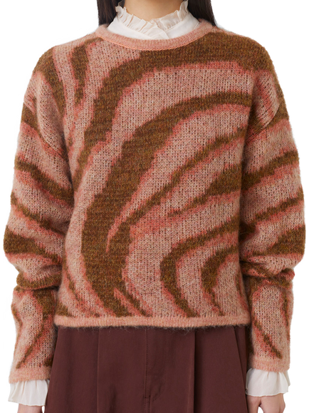 SUNCOO Page Swirl Crew Neck Jumper, Pink Multi - view 2, Pink Multi