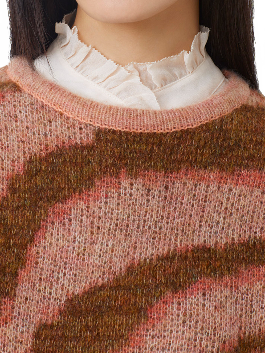 Product image 3 of 4, which shows SUNCOO Page Swirl Crew Neck Jumper, Pink Multi, 8