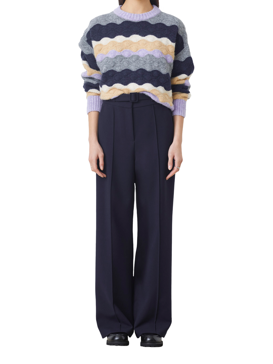 Product image 1 of 5, which shows SUNCOO Panayo Wavy Stripe Jumper, Multi, 8