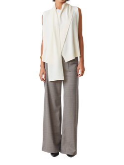 SUNCOO John Wide Leg Check Trousers, Beige/Multi, Beige/Multi