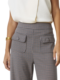 SUNCOO John Wide Leg Check Trousers, Beige/Multi - view 2, Beige/Multi