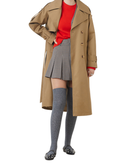 SUNCOO Enzo Double Breasted Long Trench Coat, Brown, Brown