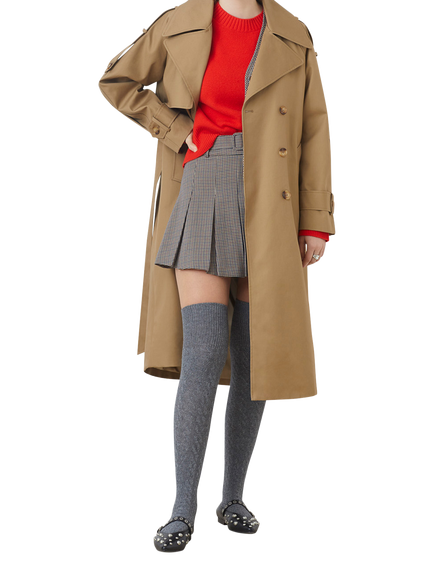 SUNCOO Enzo Double Breasted Long Trench Coat, Brown, Brown