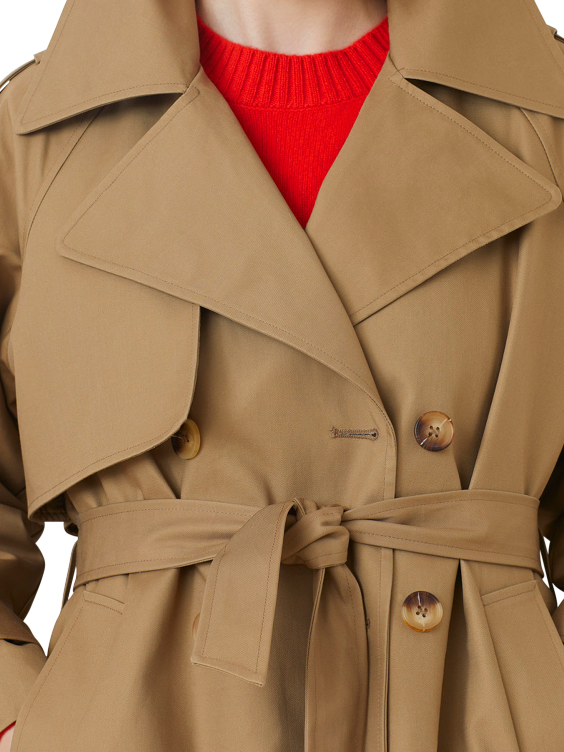 Product image 2 of 3, which shows SUNCOO Enzo Double Breasted Long Trench Coat, Brown, 8
