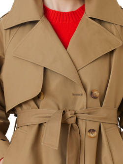 SUNCOO Enzo Double Breasted Long Trench Coat, Brown - view 2, Brown