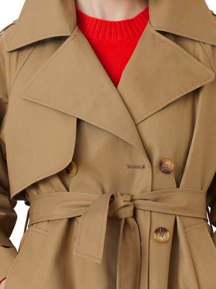 SUNCOO Enzo Double Breasted Long Trench Coat, Brown - view 2, Brown