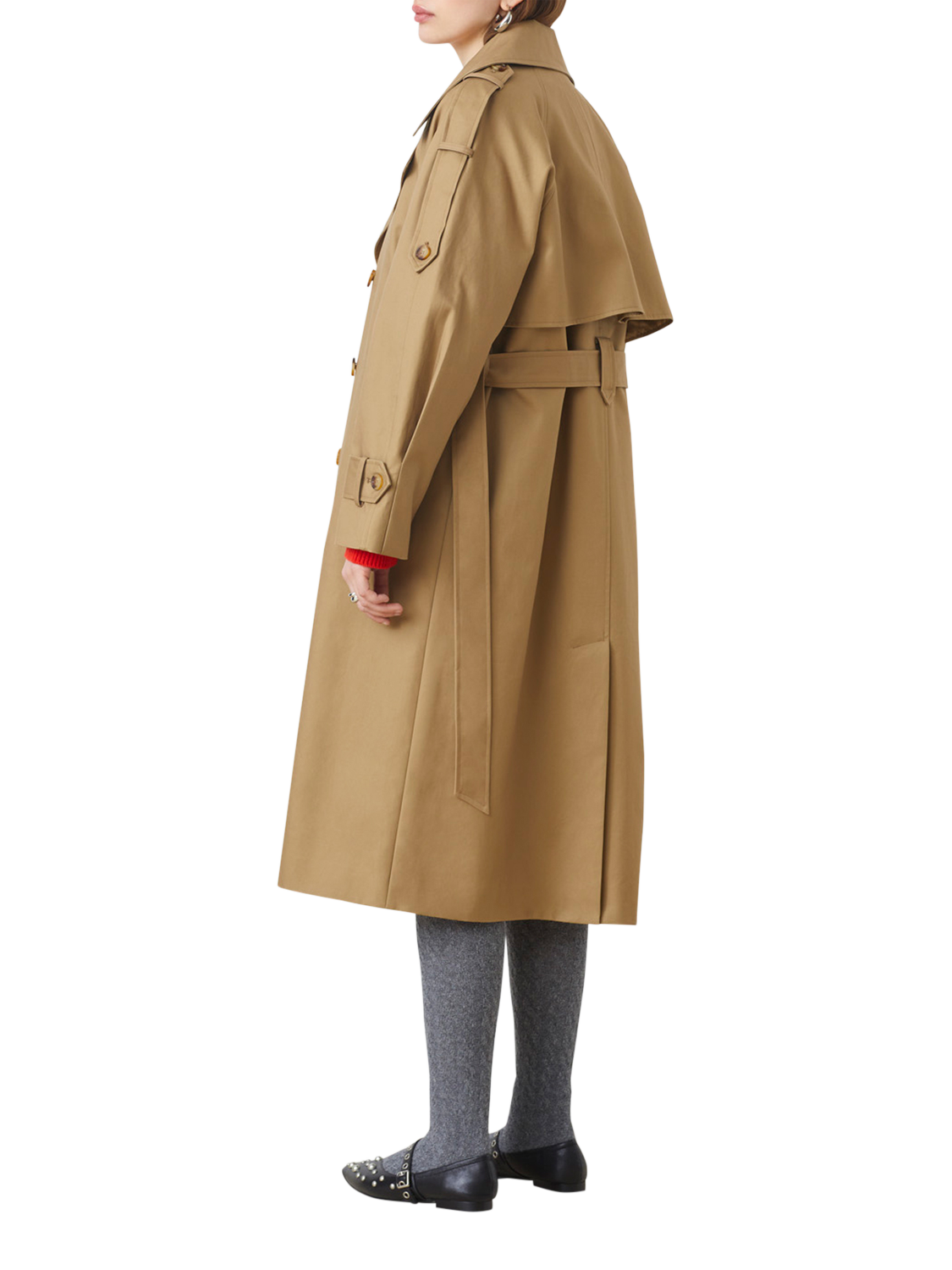 Product image 3 of 3, which shows SUNCOO Enzo Double Breasted Long Trench Coat, Brown, 8