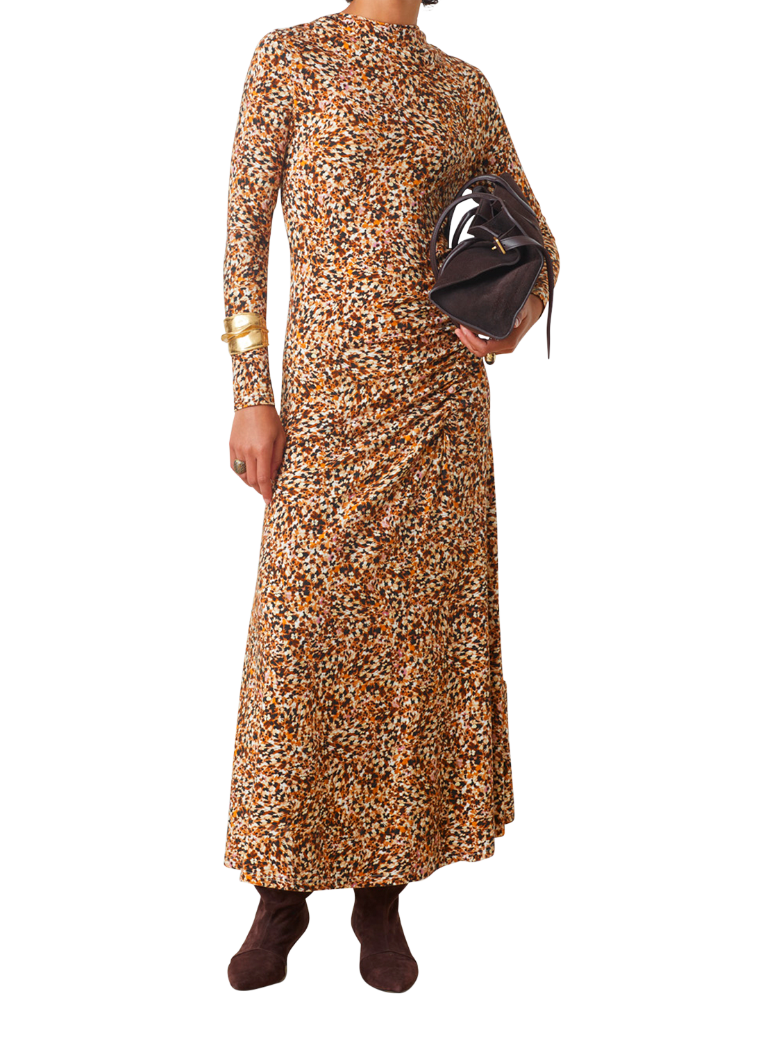 Product image 1 of 4, which shows SUNCOO Cesaria Abstract Maxi Dress, Multi, 8