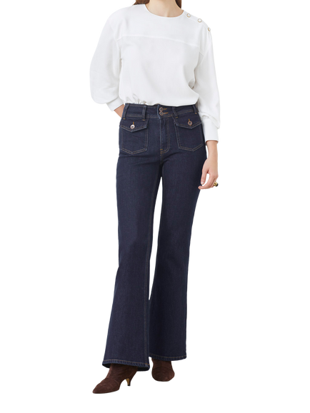 SUNCOO Riley Flared Denim Jeans, Navy, Navy