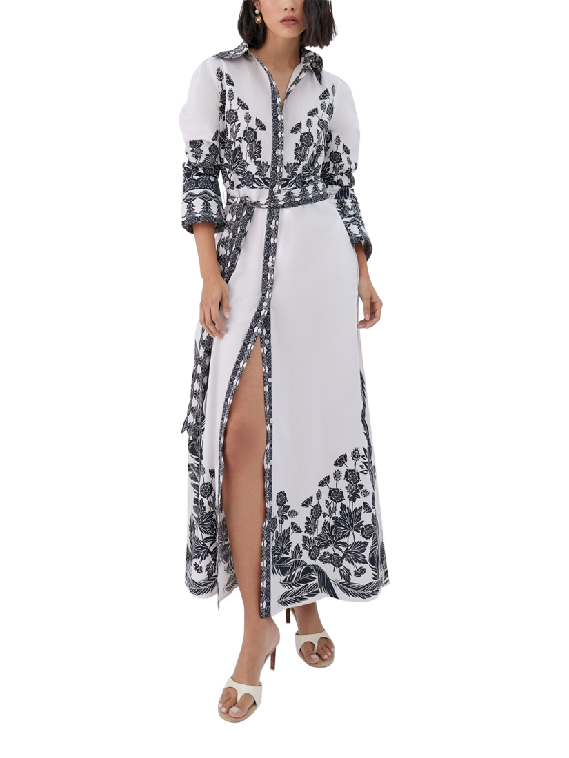 Product image 1 of 3, which shows Raishma Faith Monochrome Shirt Dress, White, 8