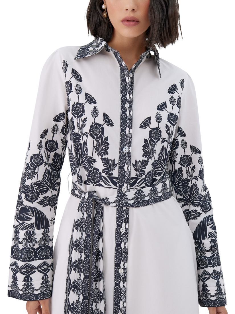 Product image 2 of 3, which shows Raishma Faith Monochrome Shirt Dress, White, 8