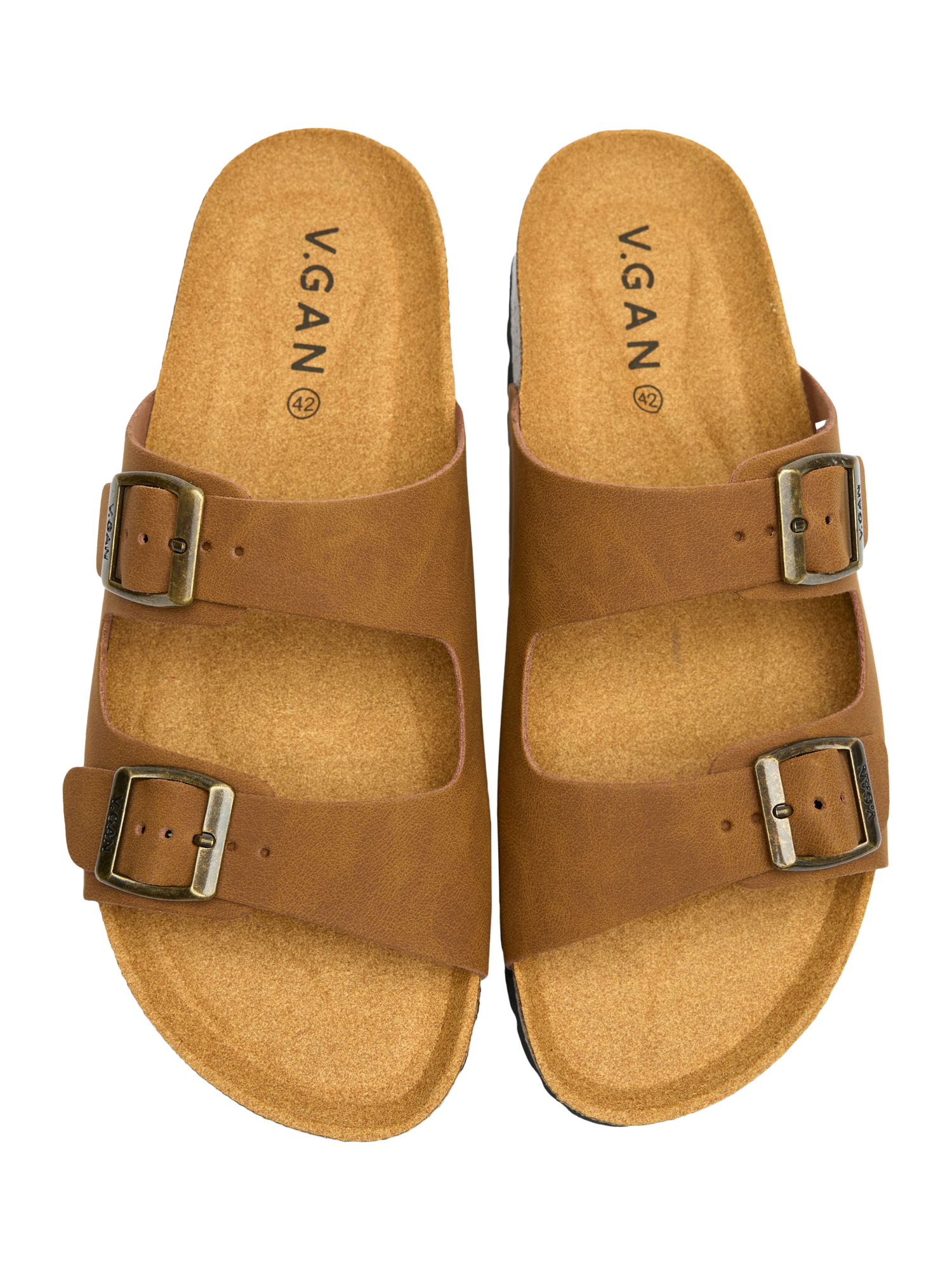 Product image 2 of 3, which shows V.GAN Vegan Mango Comfort Footbed Sandals, Tan, 6