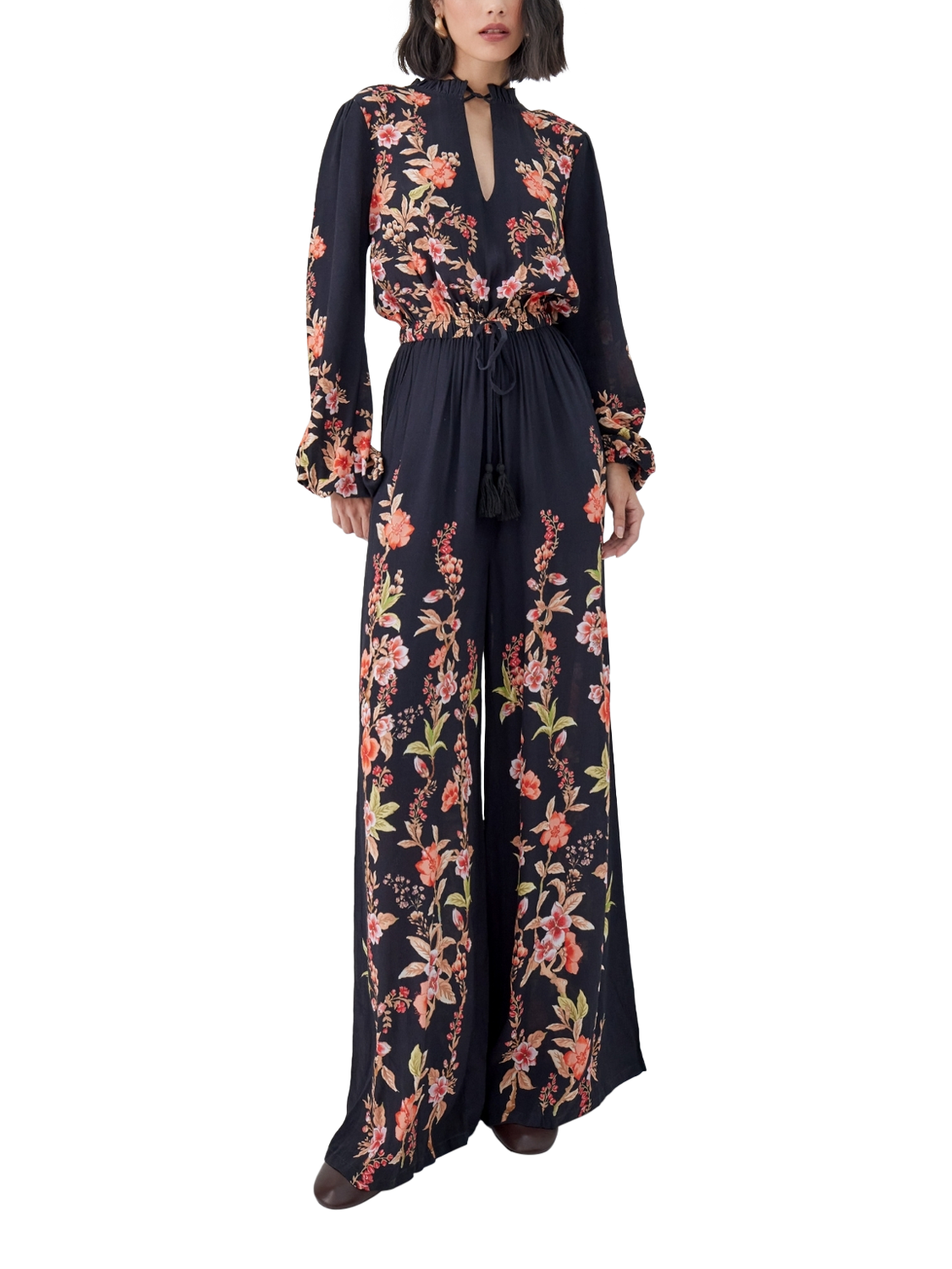 Product image 1 of 3, which shows Raishma Viviana Floral Jumpsuit, Black, 8