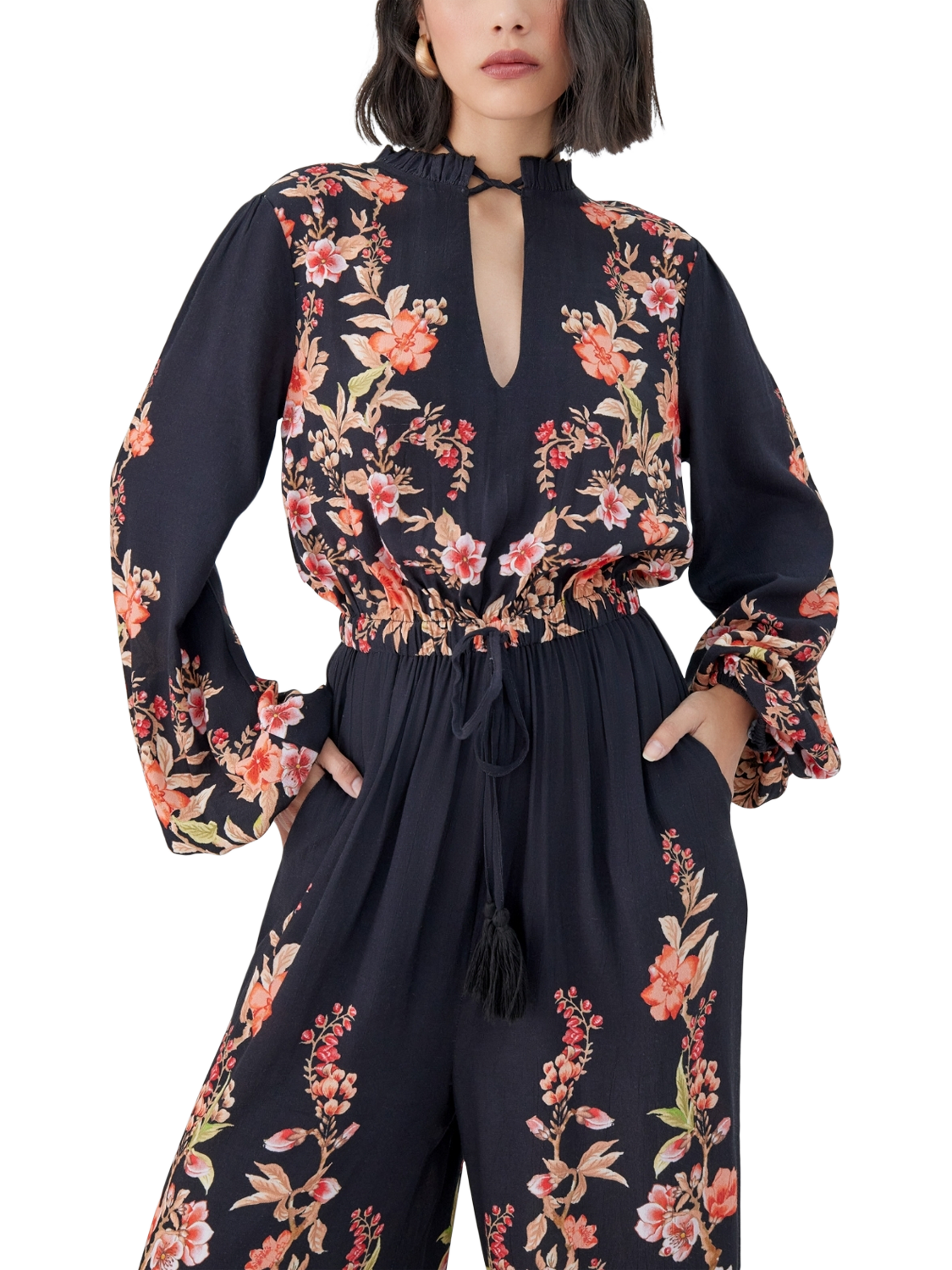 Product image 2 of 3, which shows Raishma Viviana Floral Jumpsuit, Black, 8